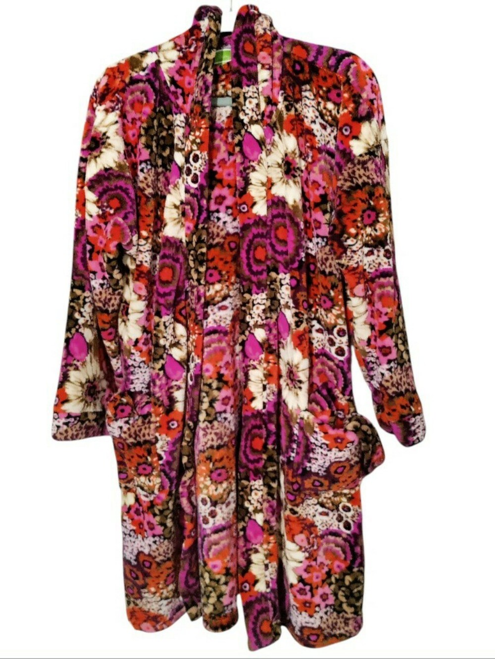 Vera Bradley Rosewood Hooded Fleece Robe Boho Colorful Floral